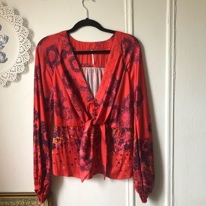 Free People red floral blouse